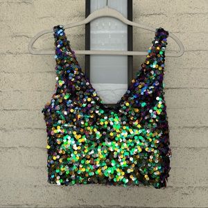 Zara Sequin Crop Tank Top